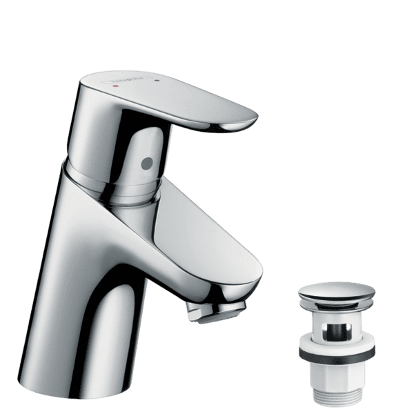 Focus 1-grebs håndvaskarmatur 70 med push-open bundventil